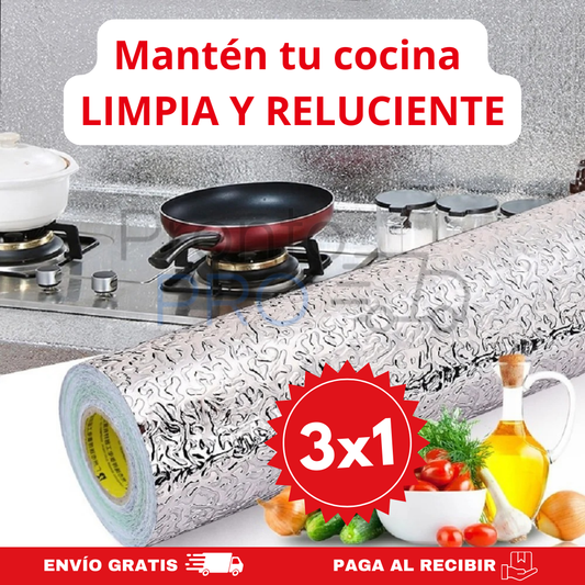 PROMO 3 X 1 PAPEL ALUMINIO AUTOADHESIVO DE COCINA