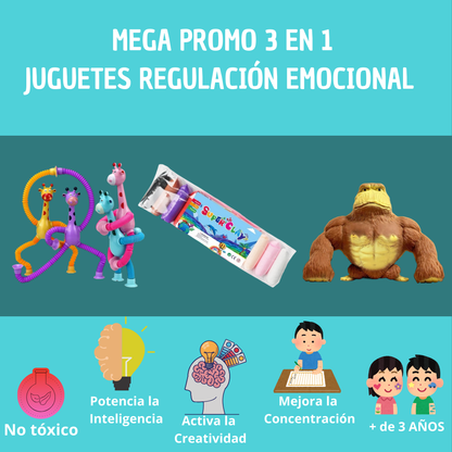 Potencia su inteligencia con el Montessori Sensory Kit™ 🧠  4 Jirafas Sensoriales + 12 masitas + Gorila antiestres 🎁