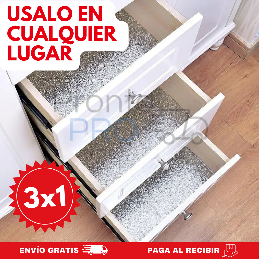 PROMO 3 X 1 PAPEL ALUMINIO AUTOADHESIVO DE COCINA